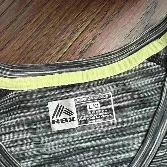 RBX Performance Women’s Athletic Striped Gym Hiking TShirt Black Gorpcore Large - Picture 2 of 5